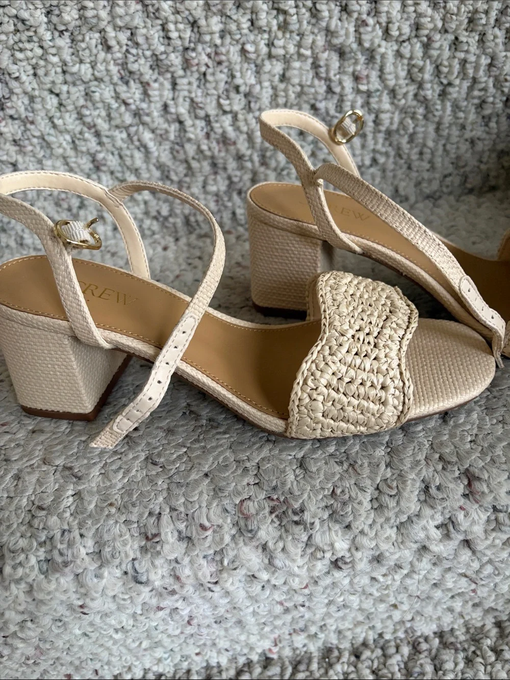 J. Crew Factory Blonde Natural Raffia heeled sandal size 7 CU341 $138